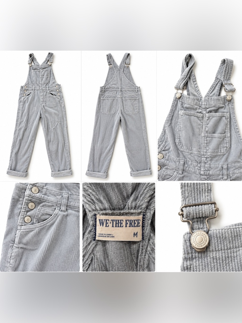 Free People We The Free Corduroy Overalls Light Blue Size Medium